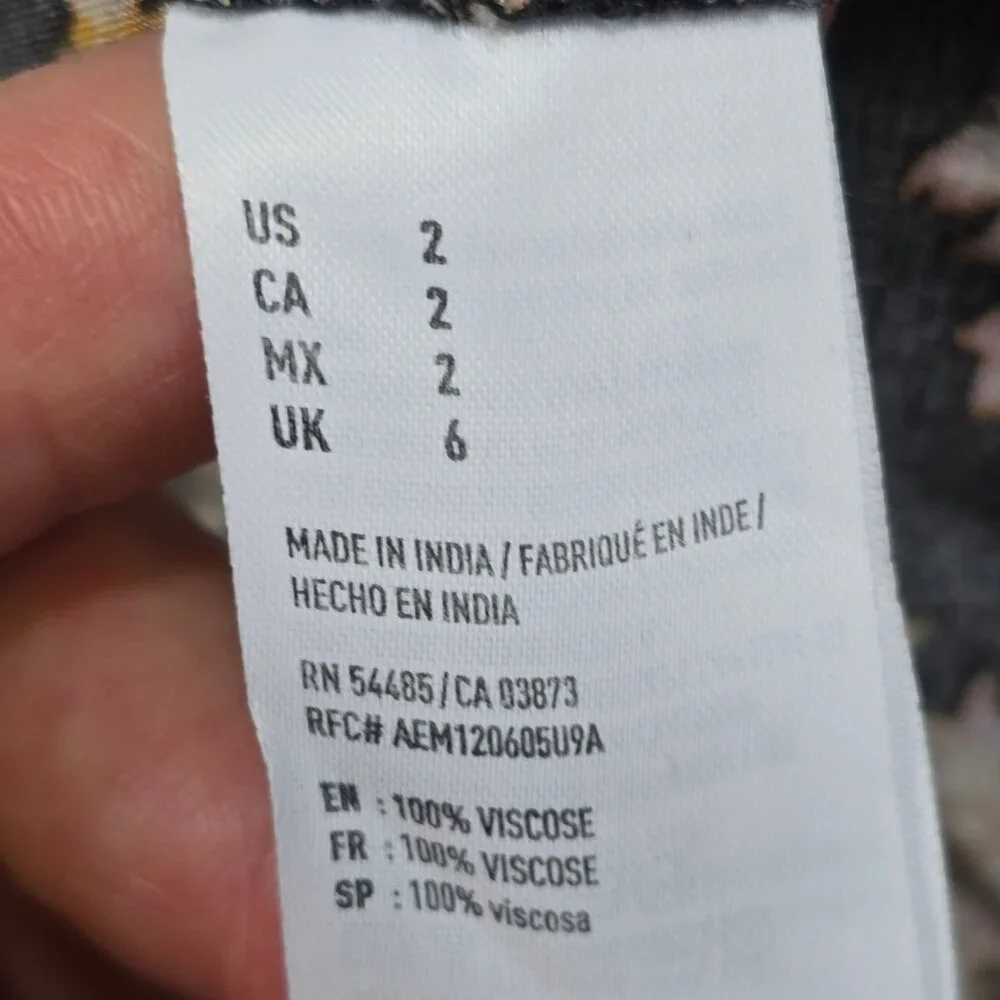 American Eagle Black Floral Maxi Skirt Size 2 Boho Cottage Core - Picture 3 of 4